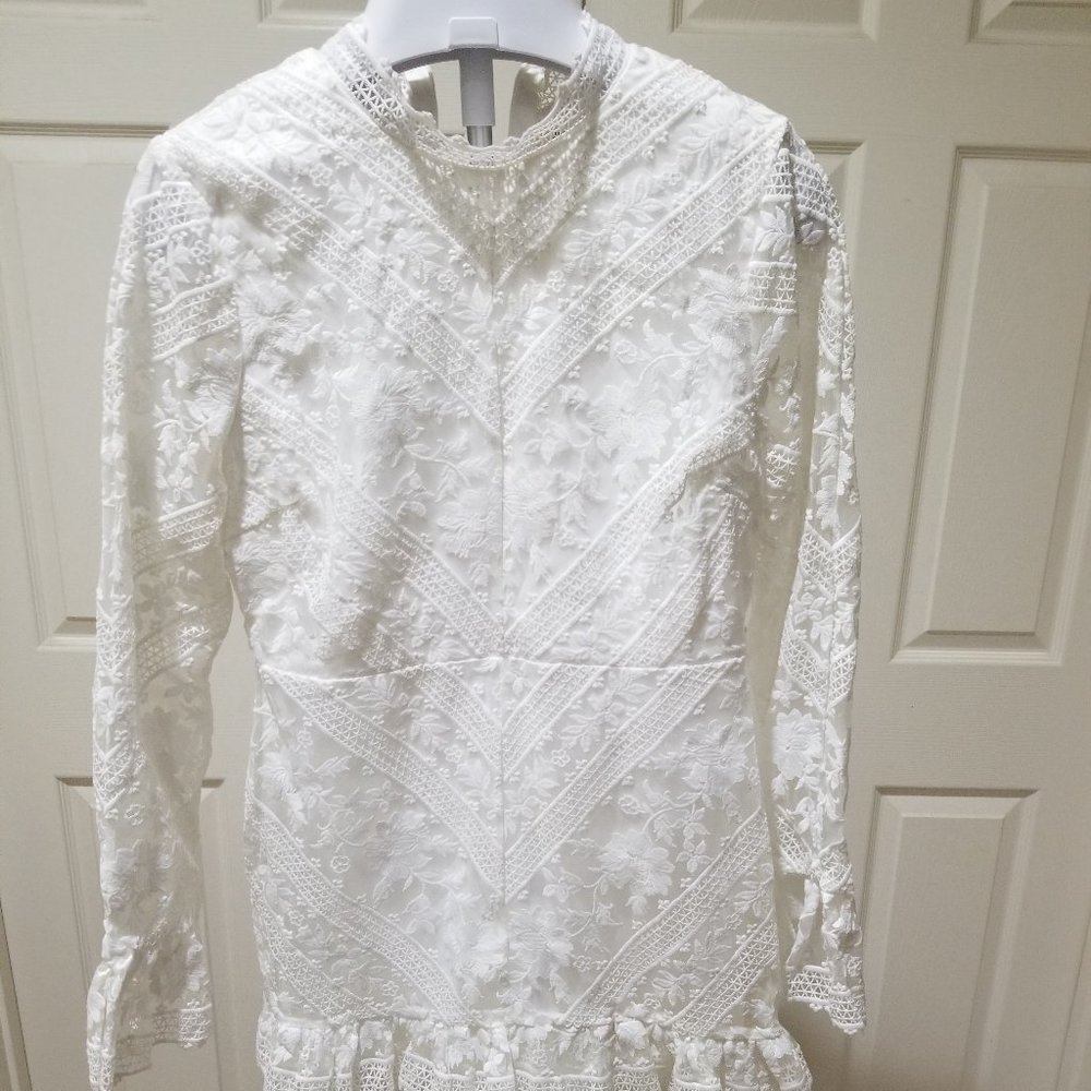 White Lace Mini Dress - Size L
